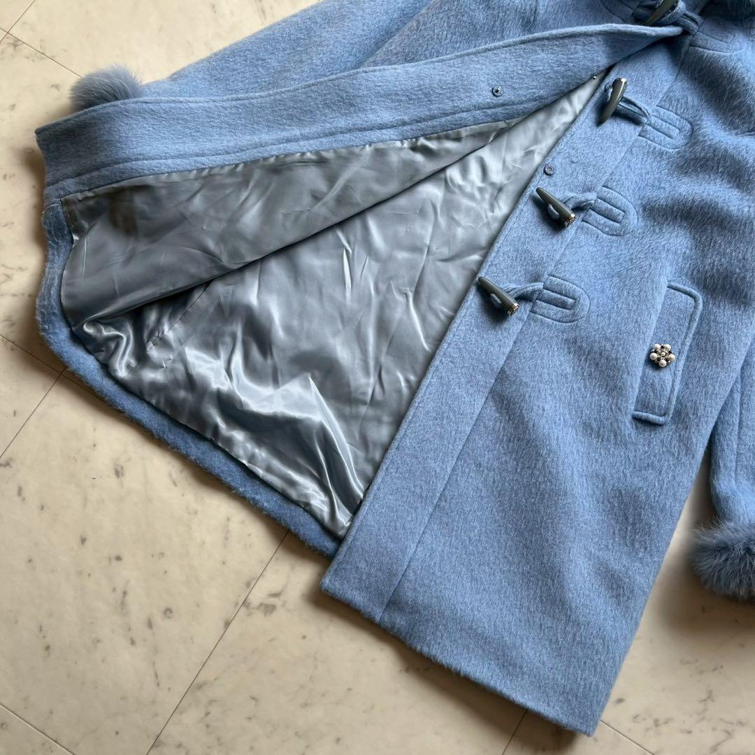 AUSTIN REED フォックスファー モヘヤ混シャギーダッフルコート 40