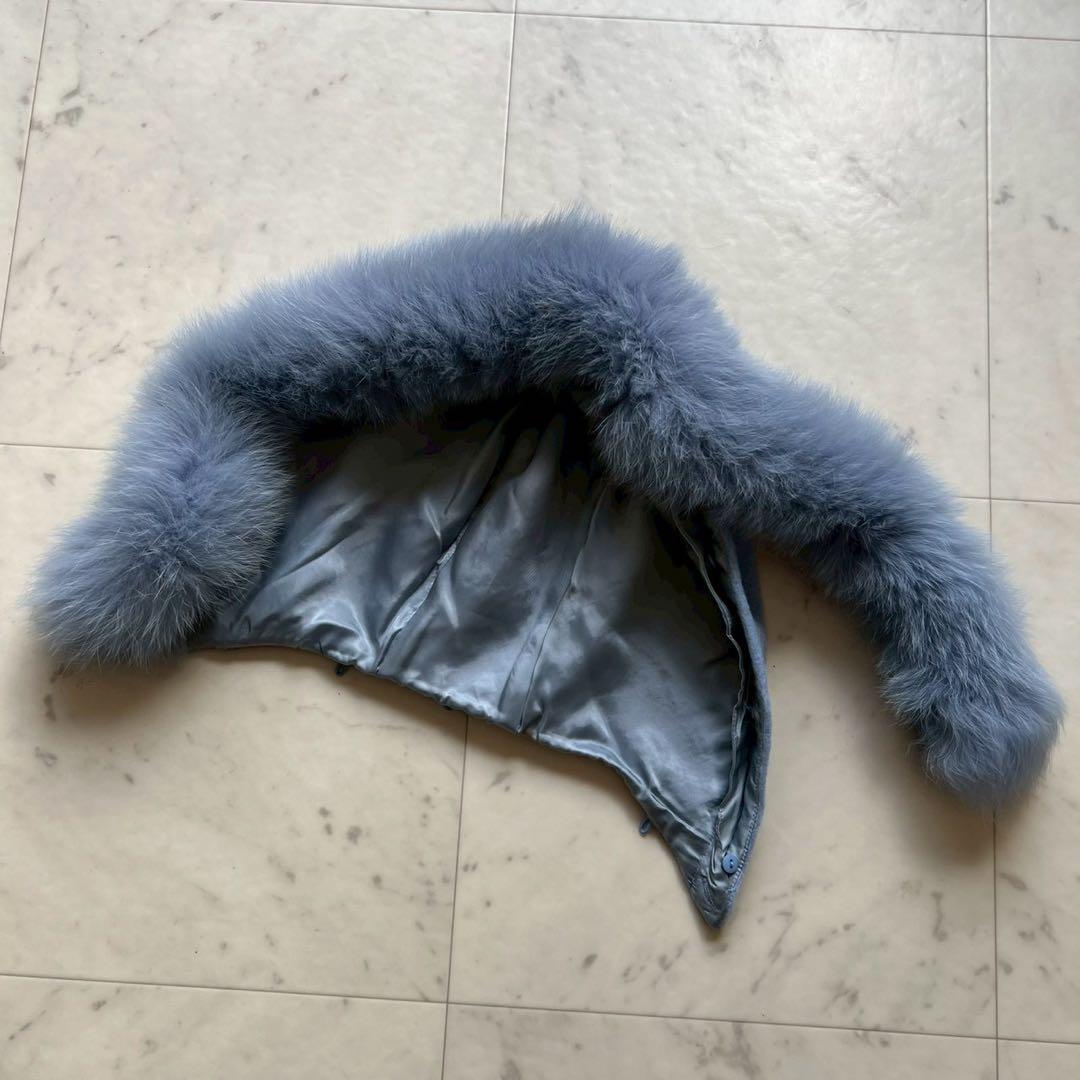 AUSTIN REED フォックスファー モヘヤ混シャギーダッフルコート 40