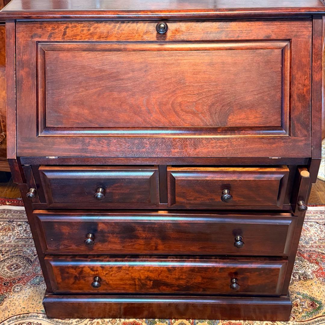 木製 収納付きデスク／ライティングビューロー 書斎机