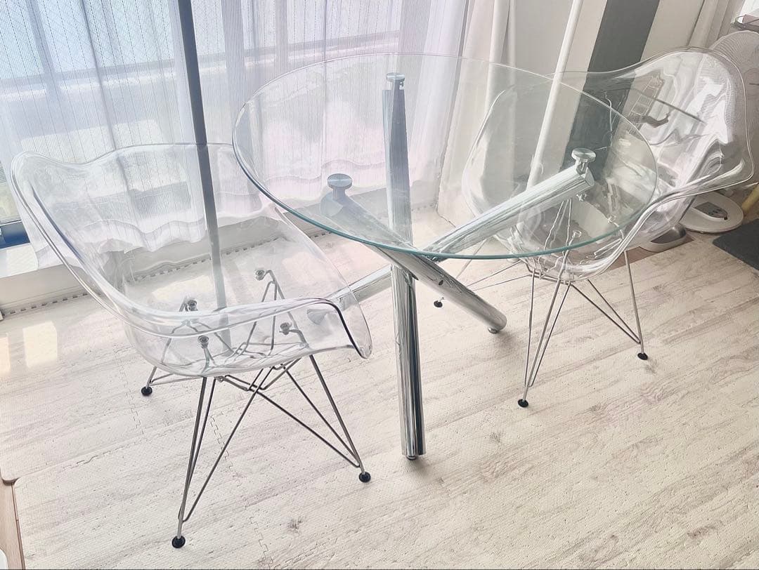 【ゆゆ】 円形 ダイニングテーブル + チェア セット(テーブル)