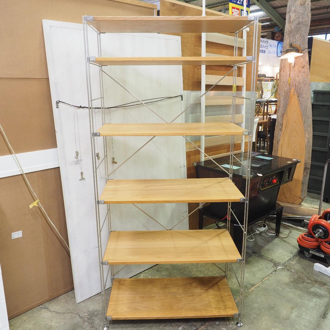 無印良品 6段ラック ステンレスシェルフ オーク材 美品