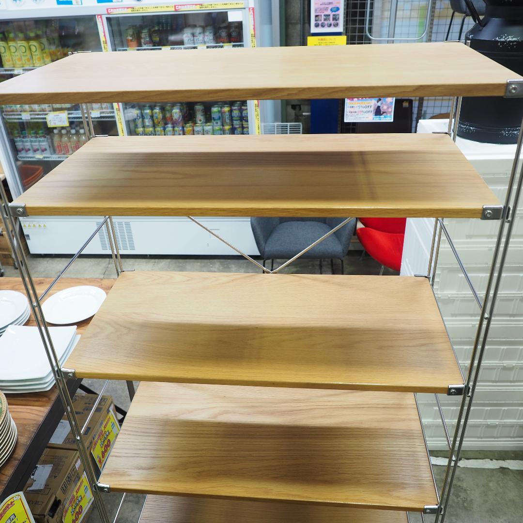 無印良品 6段ラック ステンレスシェルフ オーク材 美品