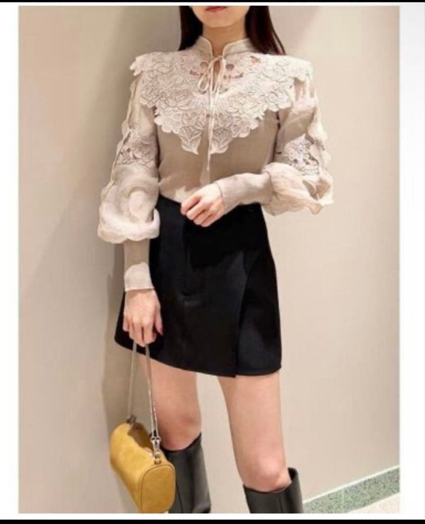 タグ付き 未使用 レースカラーニットプルオーバー