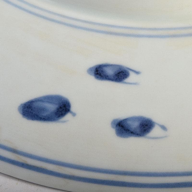 中国　天啓年製　青花　山水人物文盤　皿　V　R8823