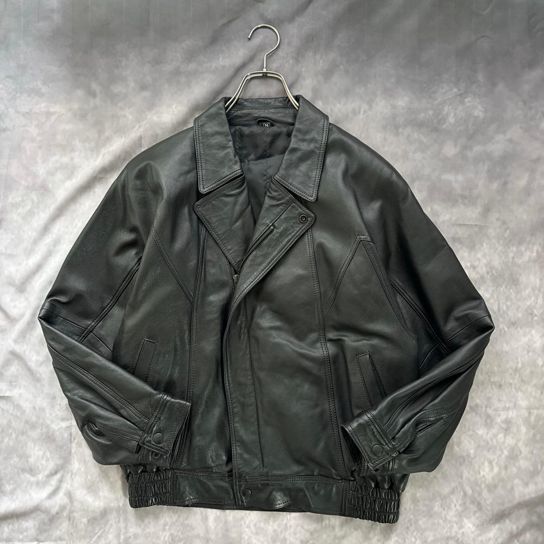 一点物　オールド　レザージャケット　ブルゾン　黒　革ジャン　短丈　y2k 00s
