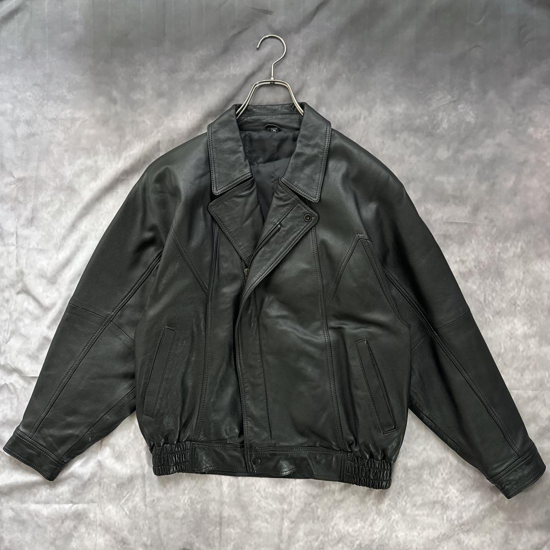 一点物　オールド　レザージャケット　ブルゾン　黒　革ジャン　短丈　y2k 00s