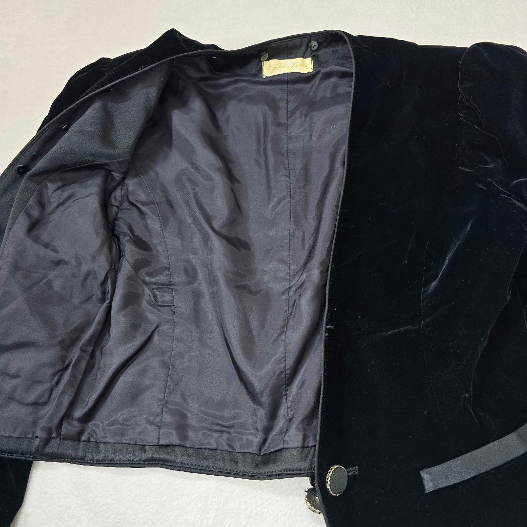 【美品】メルヴェファセット ベルベット ショートジャケット 2way襟脱着 黒
