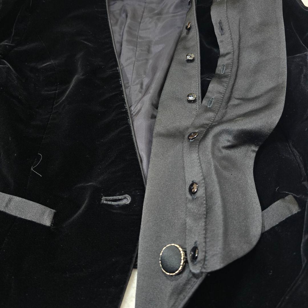 【美品】メルヴェファセット ベルベット ショートジャケット 2way襟脱着 黒