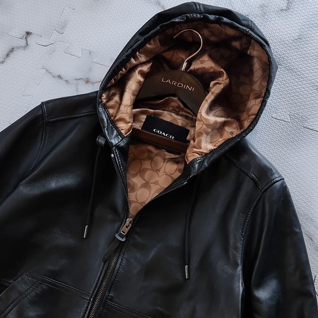 極美品✨COACH レザージャケット シグネチャー 総柄 ラムレザー ブラック
