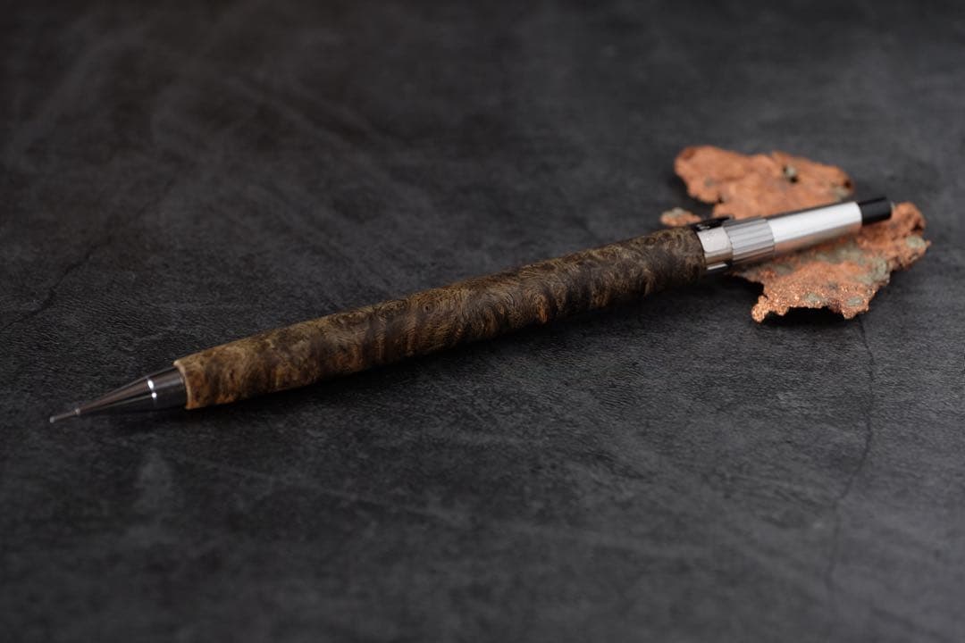 PG5木軸カスタム0199　高村杢工房 製図用シャープペンシル　花梨瘤　至高の黒