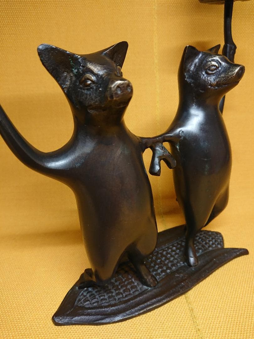 ビンテージ　ブロンズ像　ブタ　銅製　置物　インテリア　工芸品　美術品　A2651