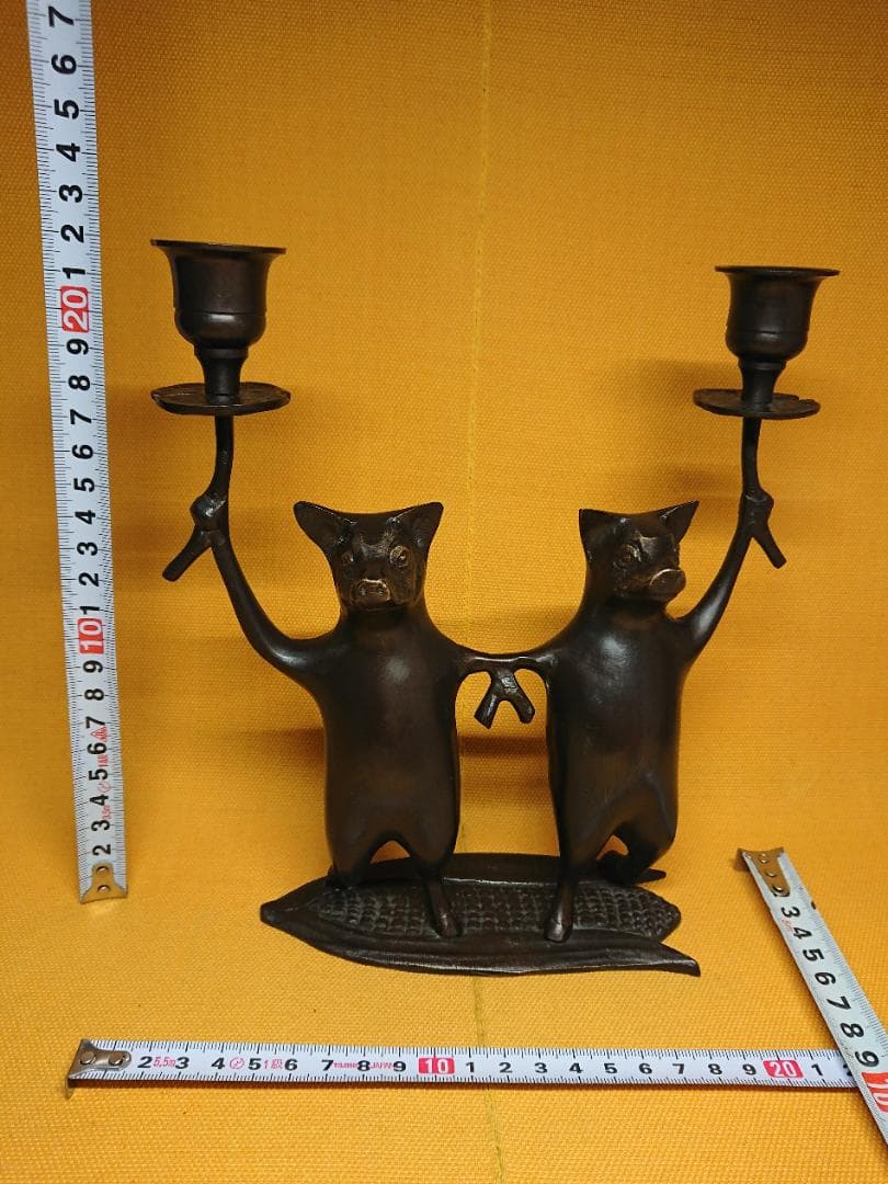 ビンテージ　ブロンズ像　ブタ　銅製　置物　インテリア　工芸品　美術品　A2651