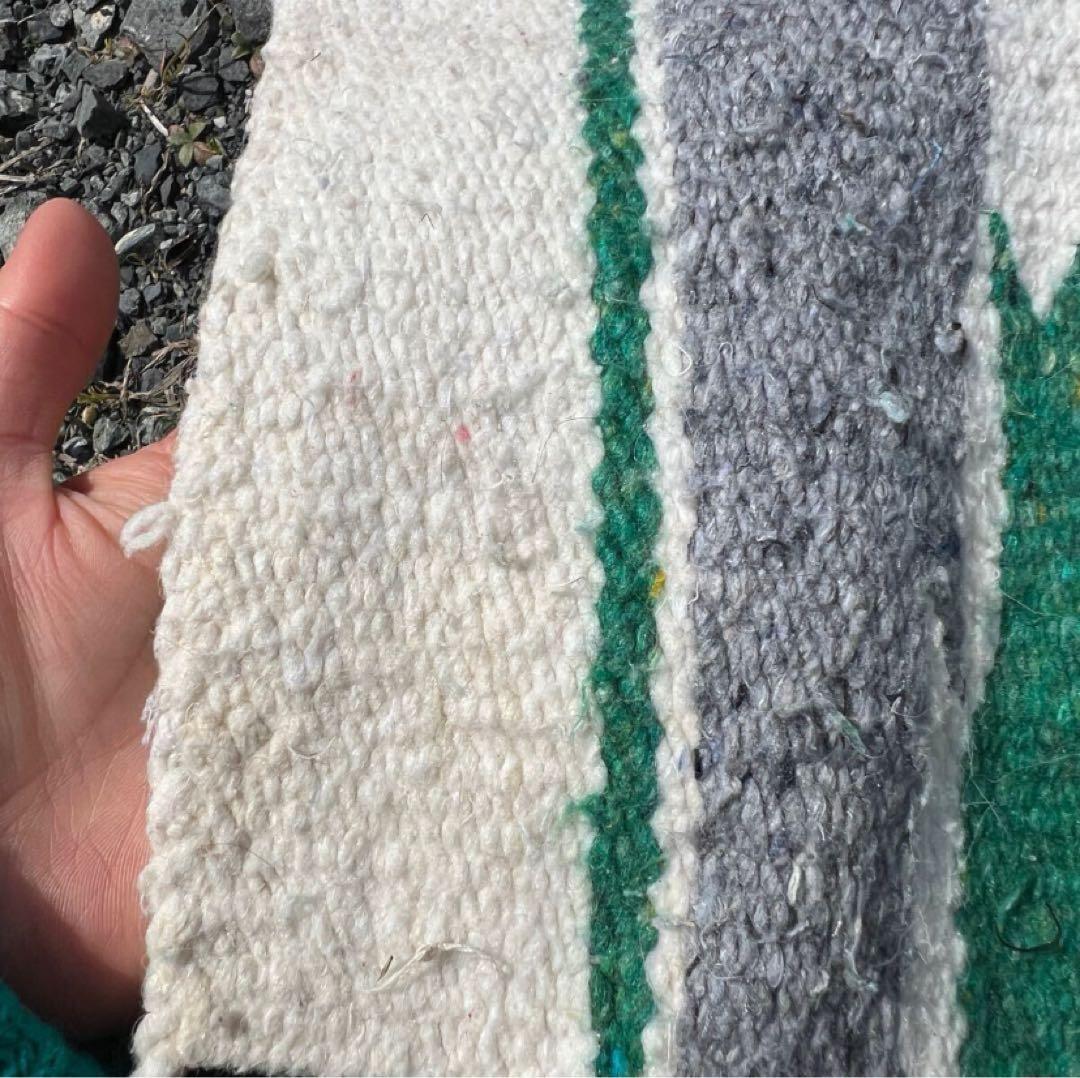 USA古着 メキシカンラグ 正方形 グリーン ネイティブ柄 vintage