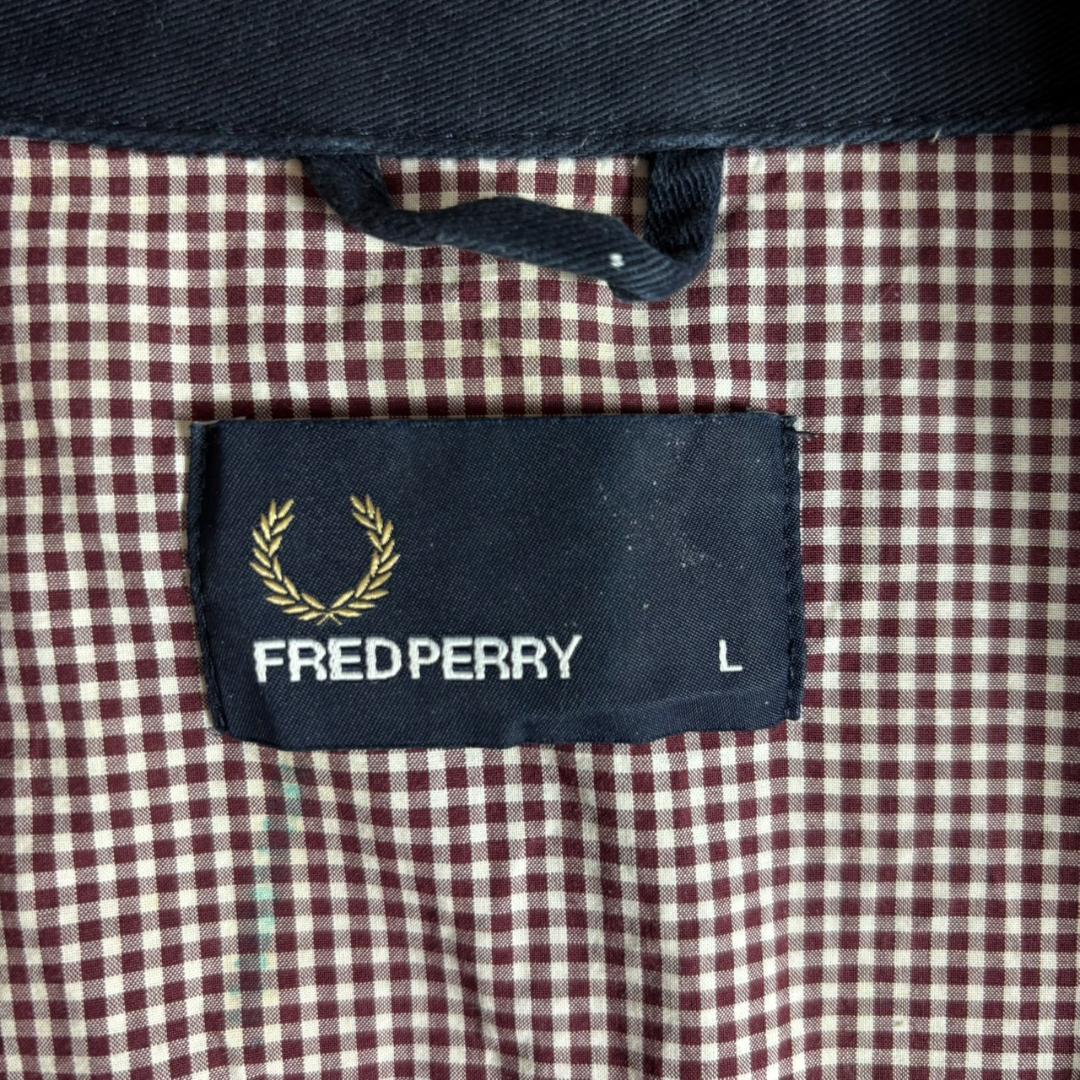 フレッドペリー ハリントンジャケット スウィングトップ 刺繍ロゴ　紺　L