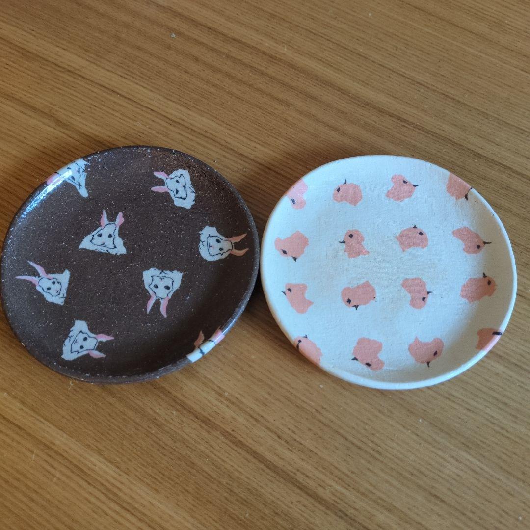 水野智路 ウサギとひよこの陶器皿2枚セット