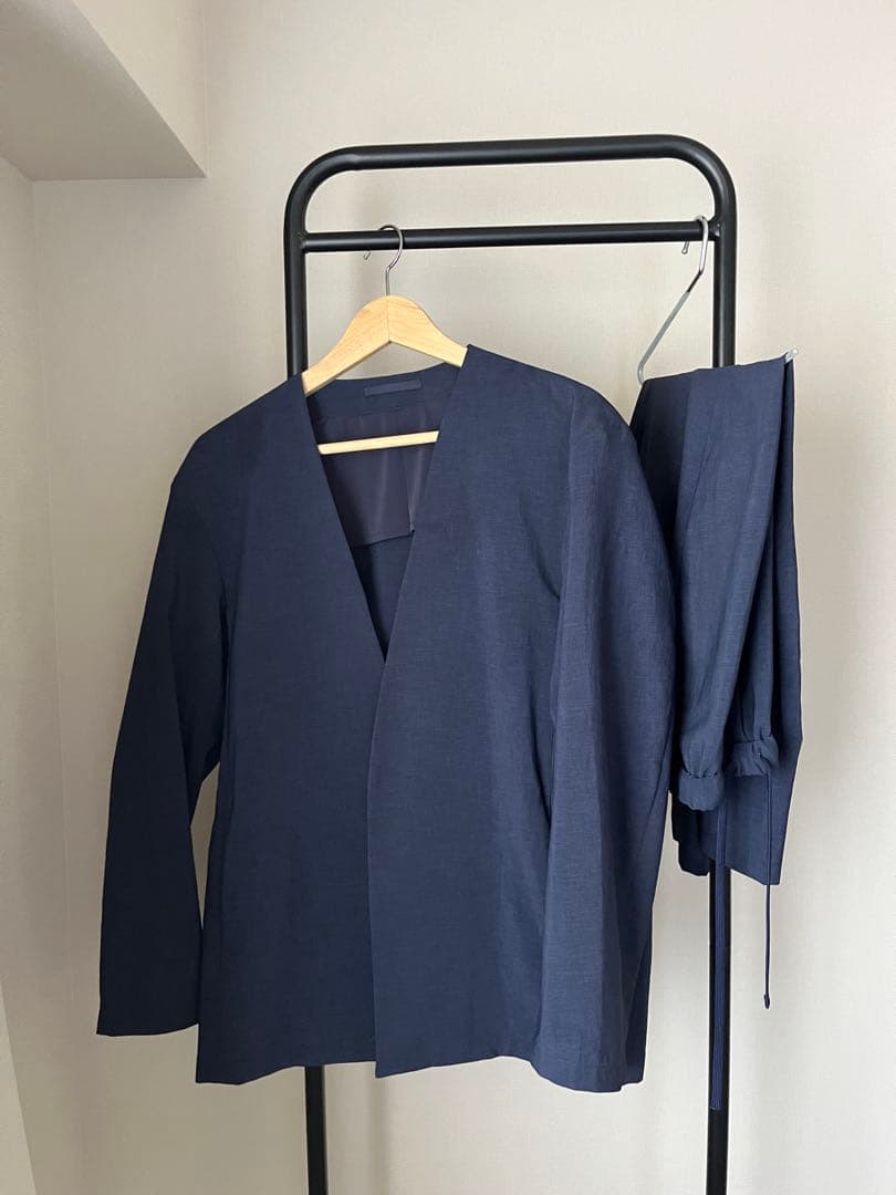 【定価19,910円】美品ノーカラージャケット ＆イージーパンツ2点セットM