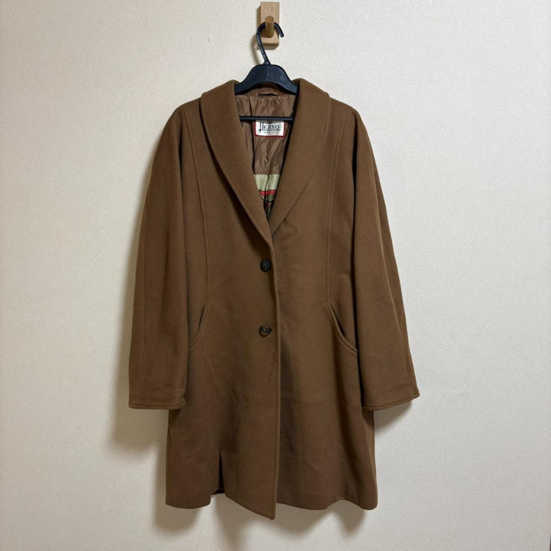 HERNO カシミヤ100％ コート 裏地シルク ブラウン
