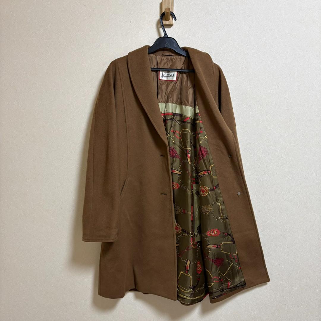 HERNO カシミヤ100％ コート 裏地シルク ブラウン