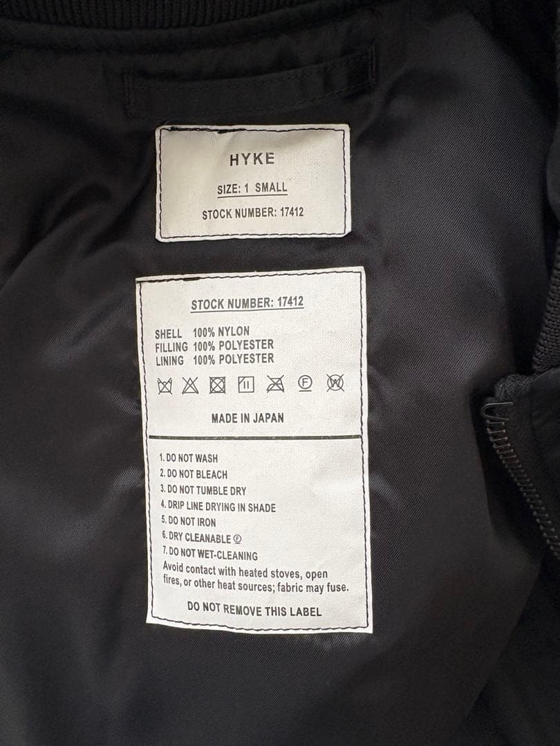 hyke ハイク　23aw ma-1 ブラック　サイズ1
