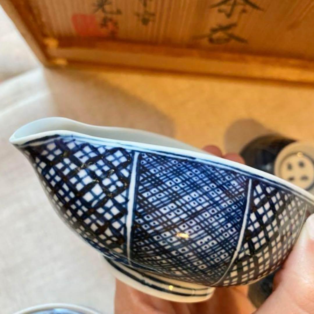 清水焼　光泉　祥瑞　茶器　染付　共箱　木箱