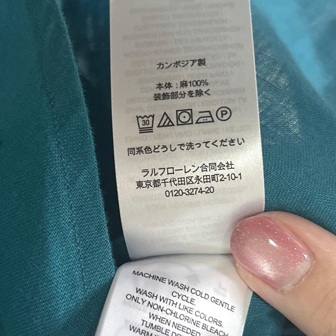 ローレン ラルフローレン リネンショートスリーブシャツ LRL刺繍　ブラウス美品