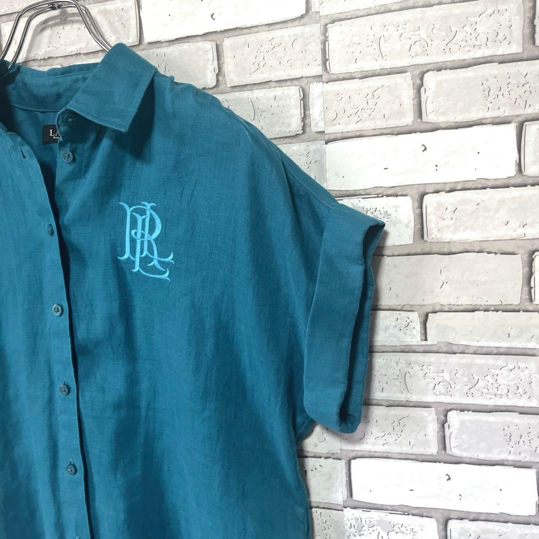 ローレン ラルフローレン リネンショートスリーブシャツ LRL刺繍　ブラウス美品