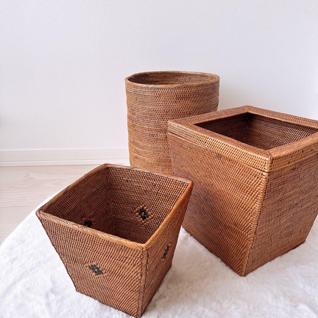 【新品】アタ 花柄スクエアボックス ダストボックス ゴミ箱