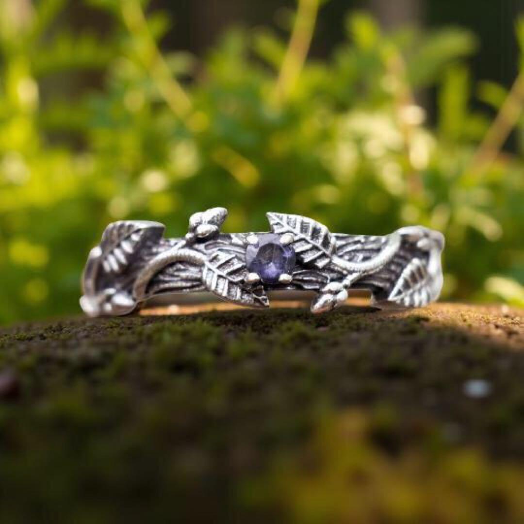 天然石リング、シルバー925指輪、自然のモチーフリング、ユニークデザイン、ギフト