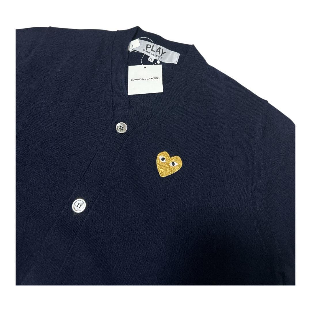 新品 PLAY プレイ コムデギャルソン CDG ウール カーディガン 紺 XL