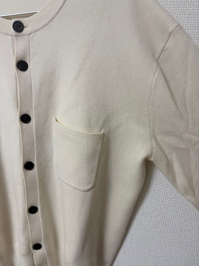 CABaN コットンカシミヤ ポケットクルーネックカーディガン ライトベージュ