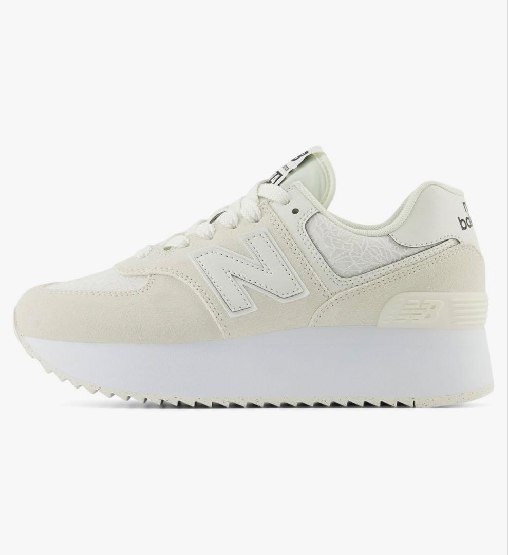 ニューバランス 574+ WL574Z 厚底 スニーカー オフホワイト×ホワイト