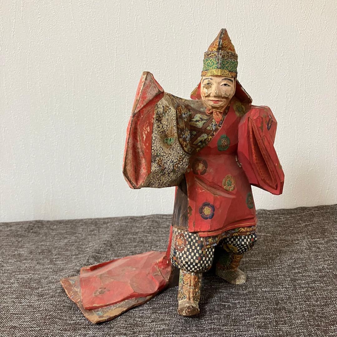 奈良一刀彫　名工竹林薫風作　舞楽人形　春日大社　骨董　古道具　奈良蔵出　森川杜園