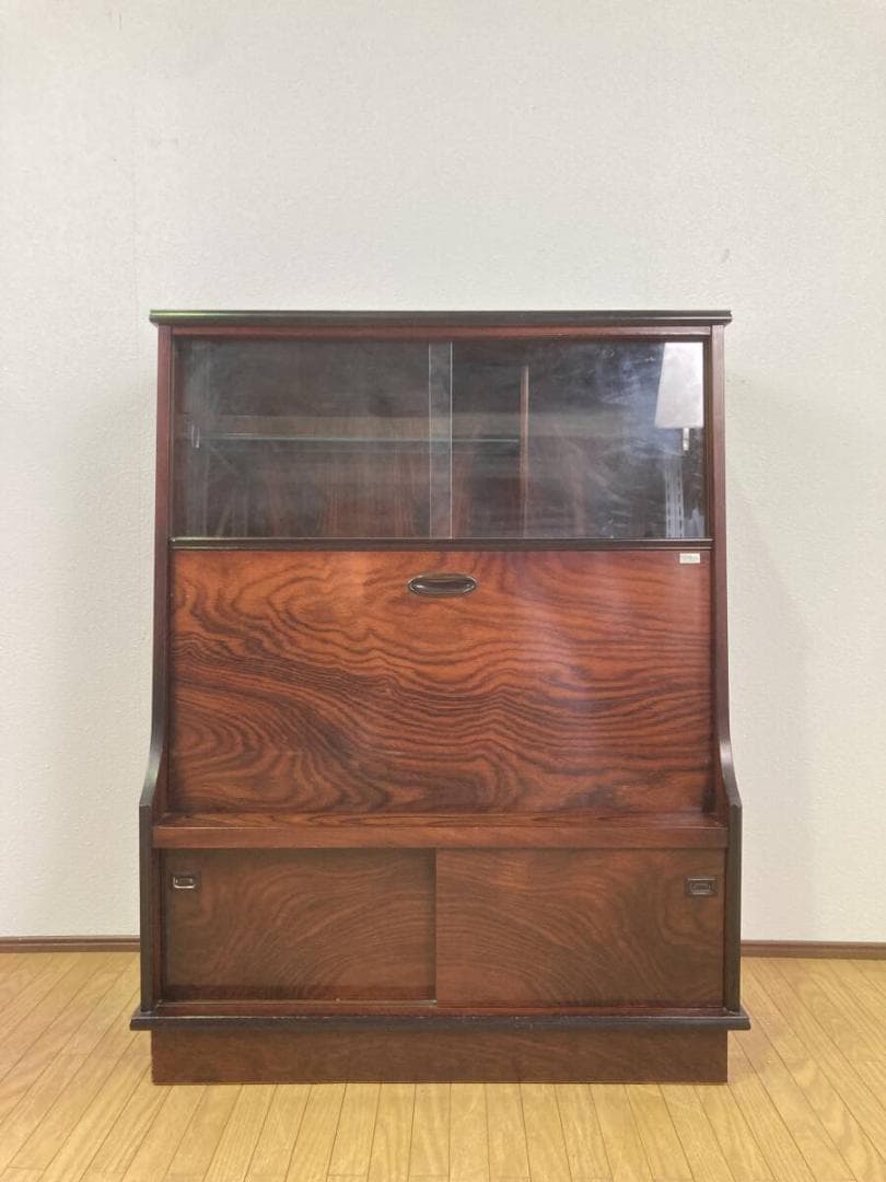 ロータイプ 昭和レトロ ライティングビューロー 勉強机 デスク 茶 ブラウン