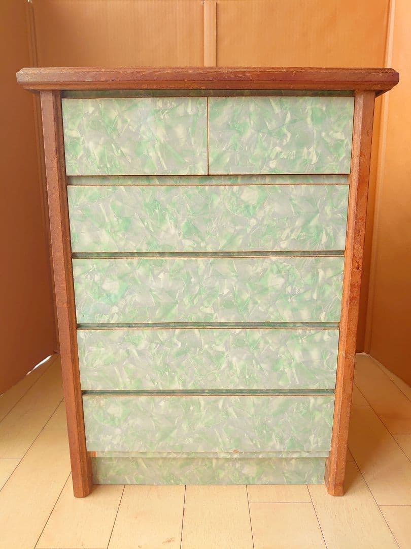 昭和レトロ レトロポップ チェスト タンス 引き出し グリーン 緑色 古道具