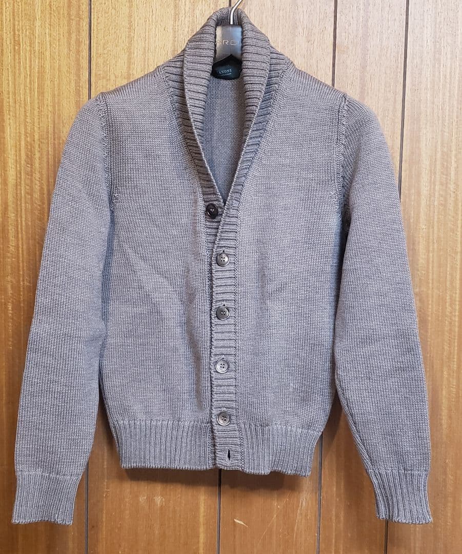 ザノーネ ZANONE ショールカラーカーディガン ブラウンカーキ 44