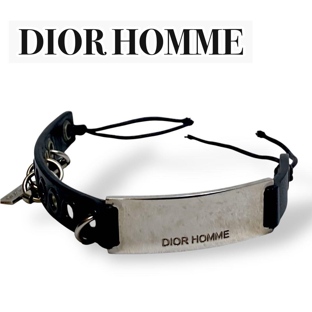 Dior Homme ディオールオム　ブレスレット　レザー　ブラック　チャーム付