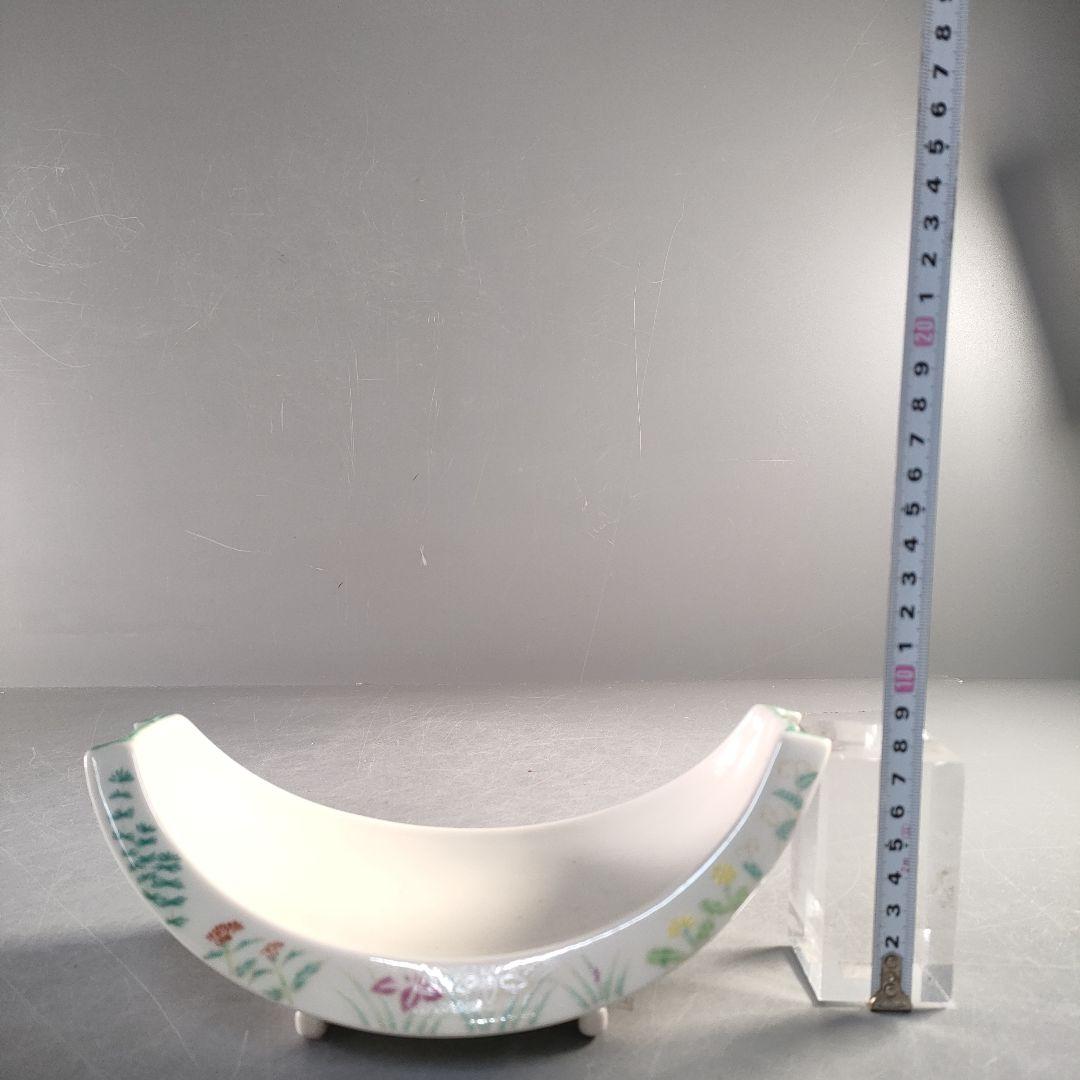 A1374-5/有田焼/錦右衛門窯/色絵花草文三日月形足付小鉢12客/懐石道具