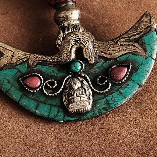 真鍮 カルタリ（ターコイズ装飾）ブラス 密教法具 チベット ネパール 金剛杵