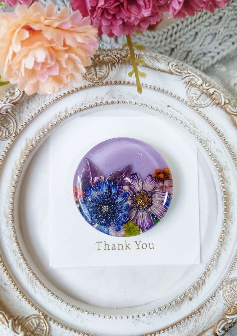 レジン　ドライフラワー　ヘアゴム　ブローチ　ポニーフック　No.292