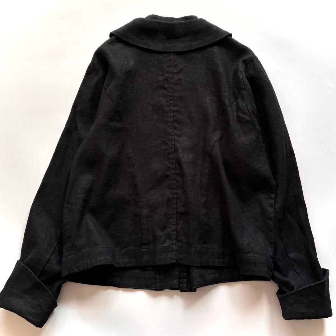 ネストローブ nest robe レイヤード風 リネン ジャケット 黒 ブラック