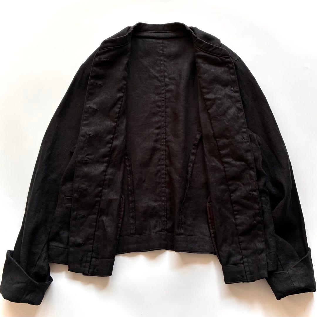 ネストローブ nest robe レイヤード風 リネン ジャケット 黒 ブラック