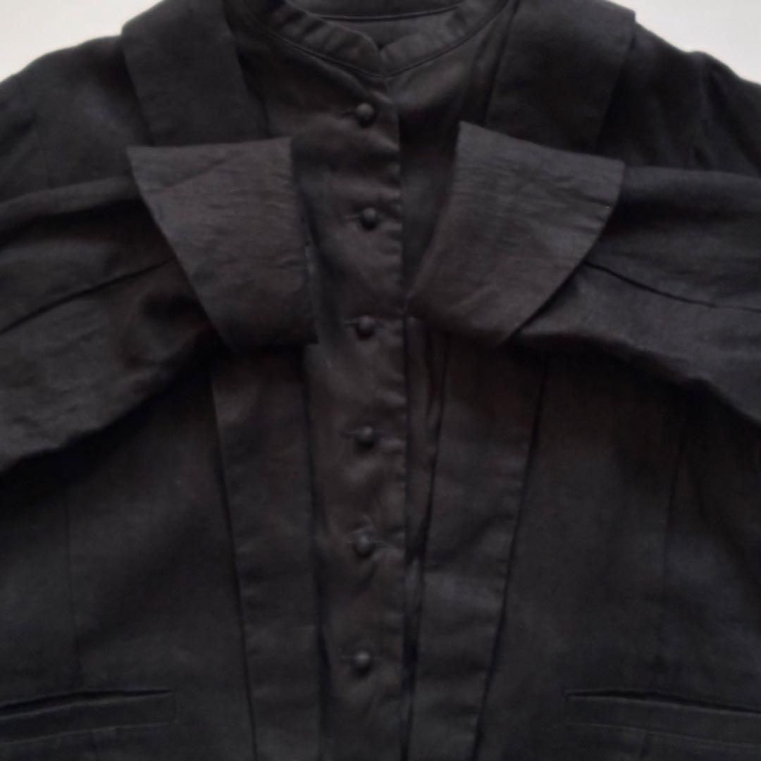 ネストローブ nest robe レイヤード風 リネン ジャケット 黒 ブラック