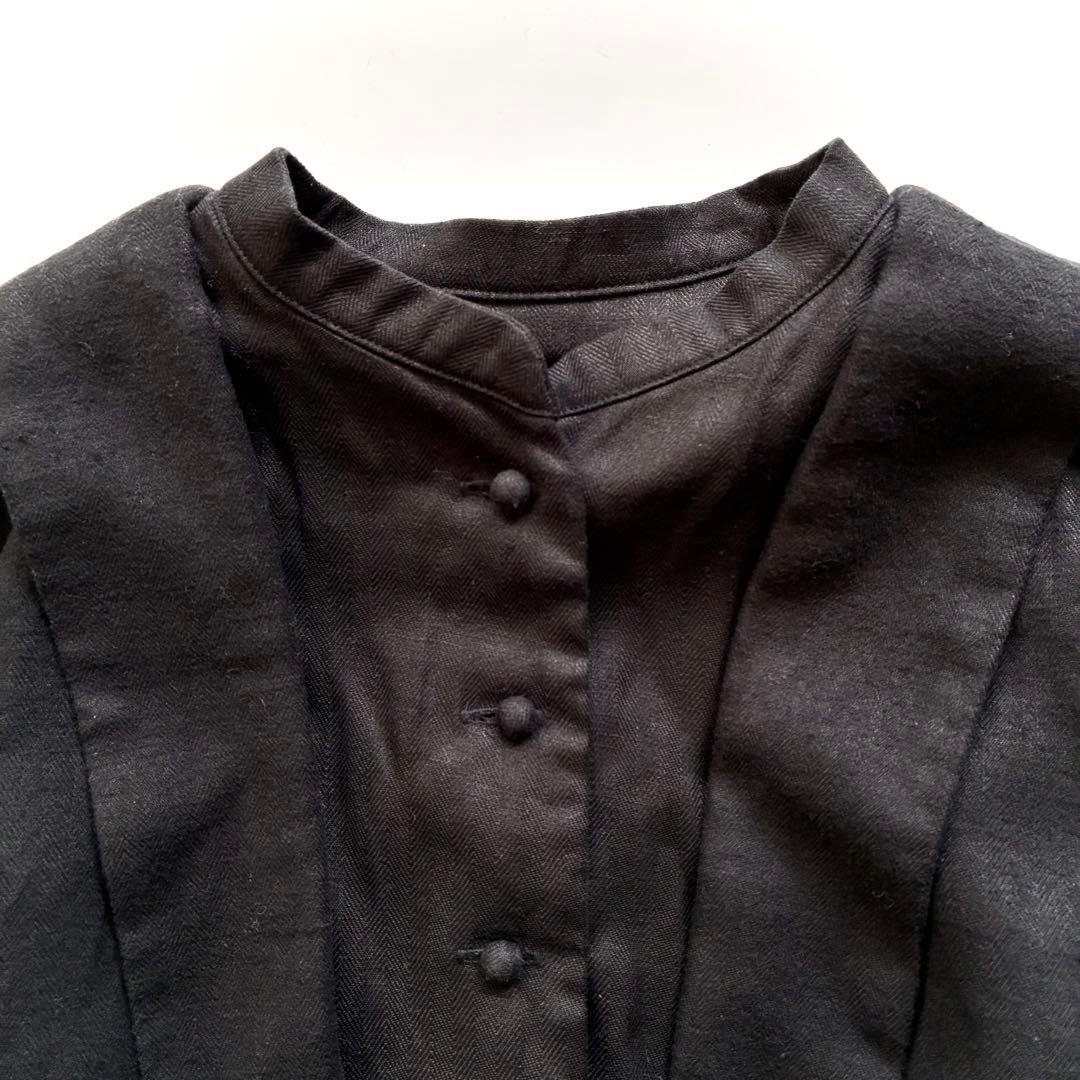 ネストローブ nest robe レイヤード風 リネン ジャケット 黒 ブラック