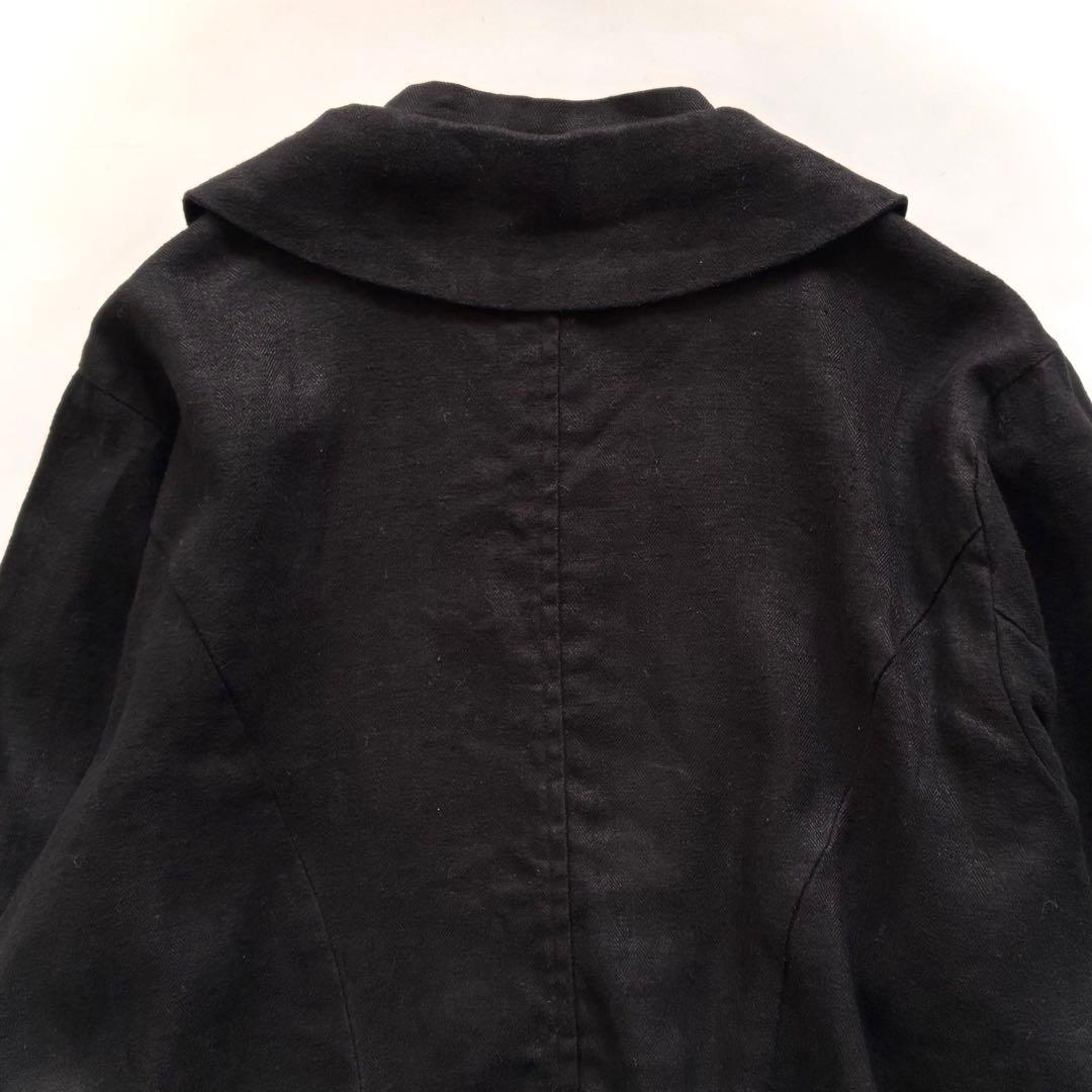 ネストローブ nest robe レイヤード風 リネン ジャケット 黒 ブラック