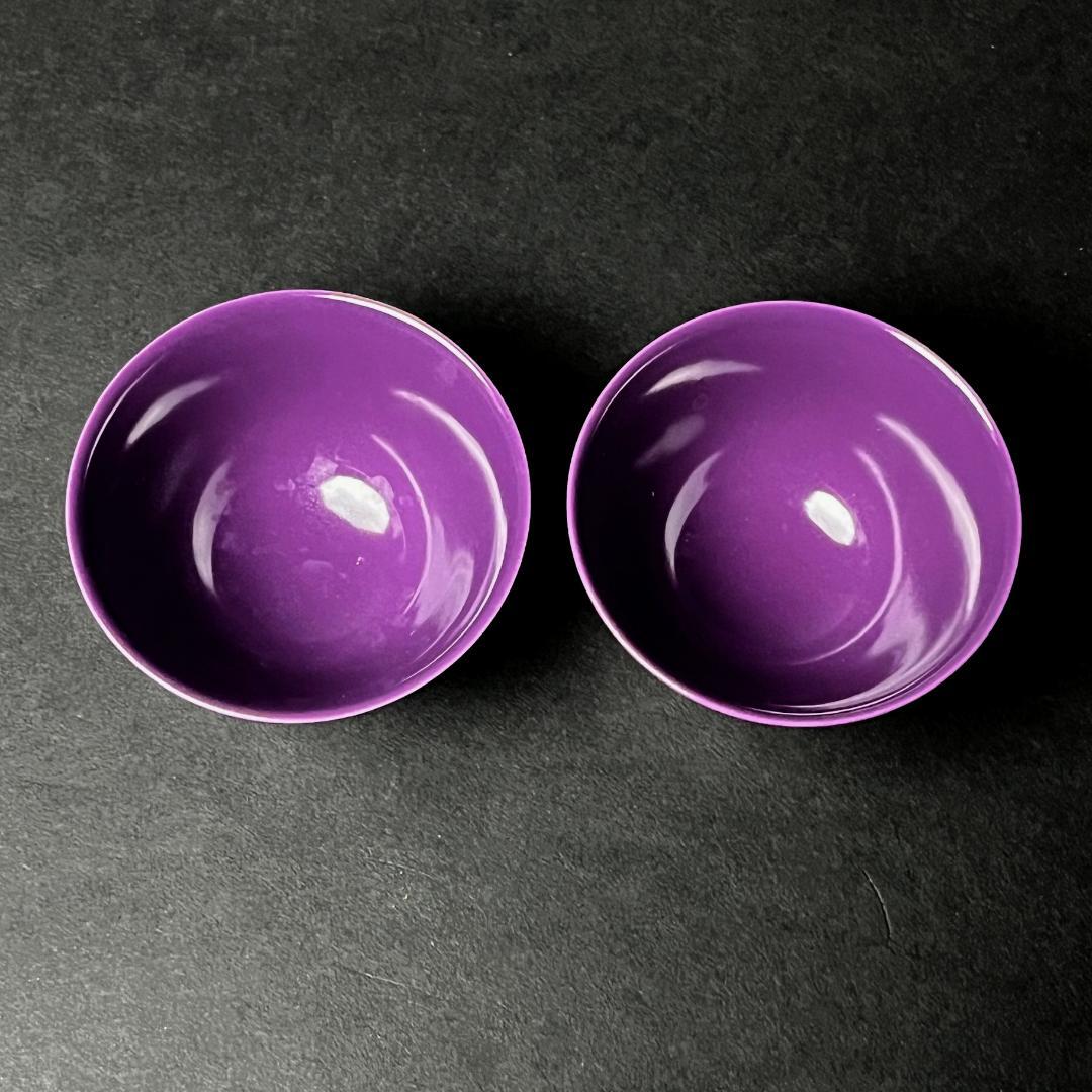 唐物 紫釉盃 一対 雍正年製 款 中国美術 古玩 SN15