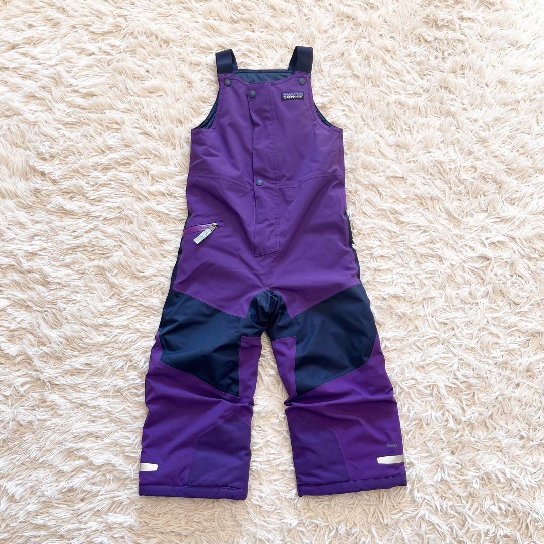 patagonia 子供用スキーオーバーオール 4T 紫/黒