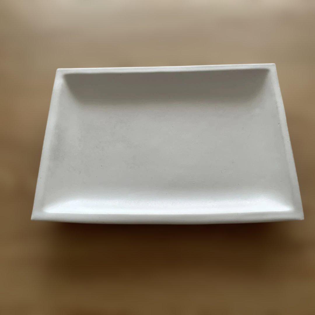 【安藤雅信】 ギャルリ百草 リム細長角皿 白マット釉