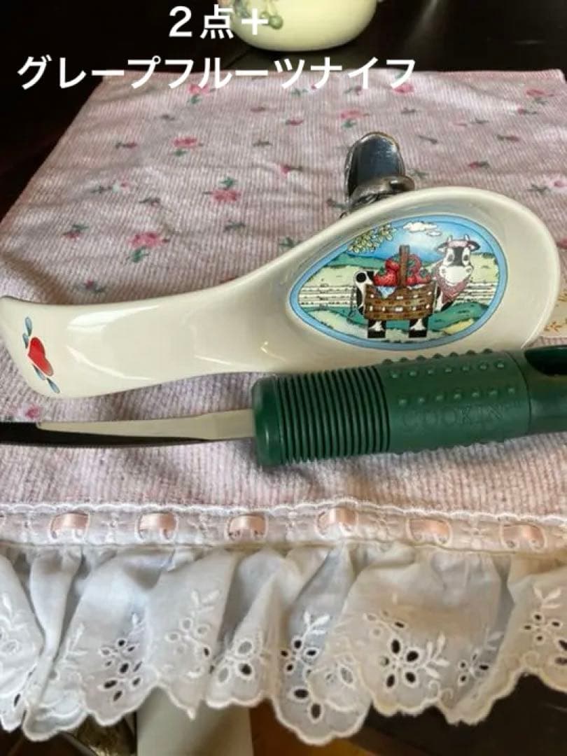 1990年代アメリカンカントリーファームお玉置き＆薔薇フリルコットンレースタオル