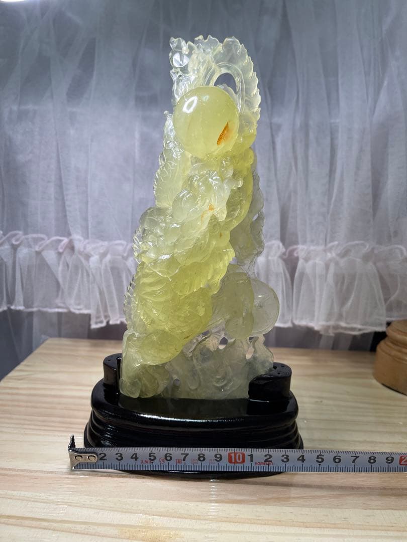 天然石　高品質　綺麗　高透明　シトリン　龍　手彫り置物 原石