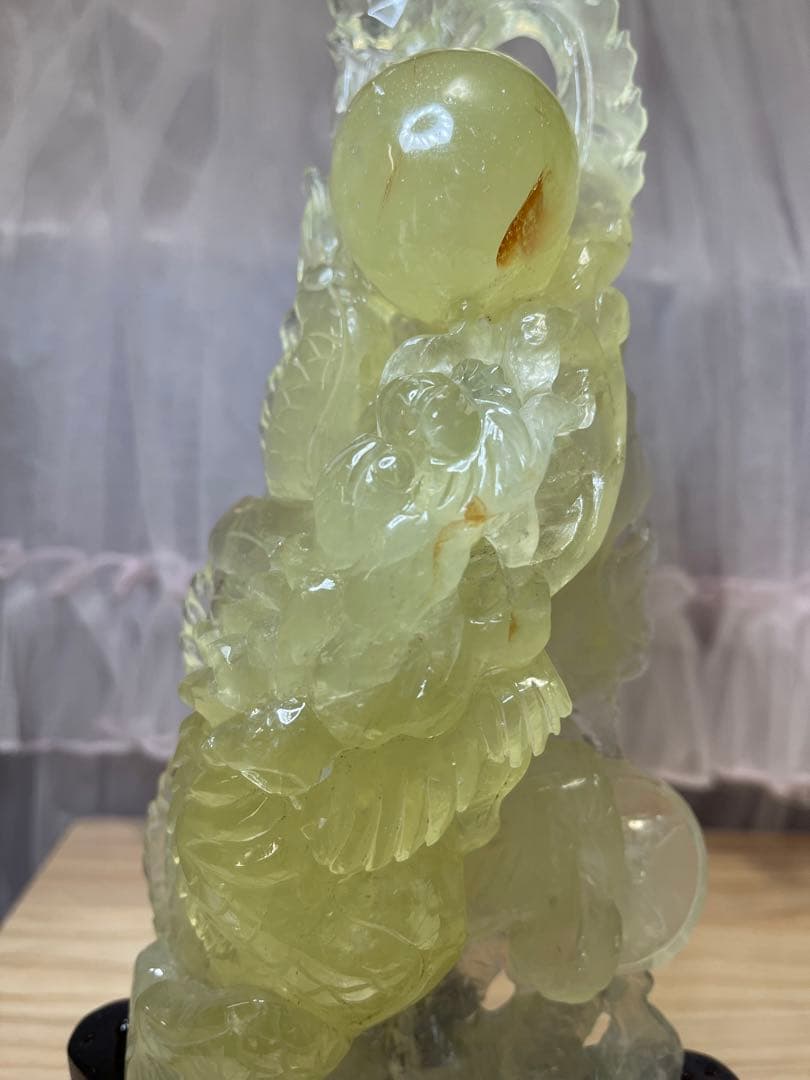 天然石　高品質　綺麗　高透明　シトリン　龍　手彫り置物 原石